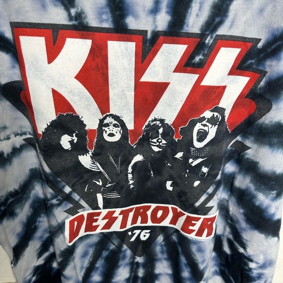 Liquid Blue Tie-Dye Kiss Destroyer 1976 Graphic Tee Size Large - Picture 5 of 5